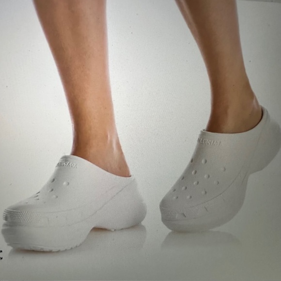 Balenciaga Rubber Crocs Mule Platform Clogs White🌸 - Picture 2 of 12